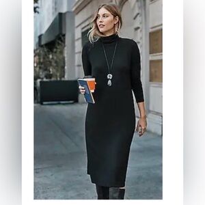 J. Jill Wearever Rib-Trimmed Turtleneck Dress